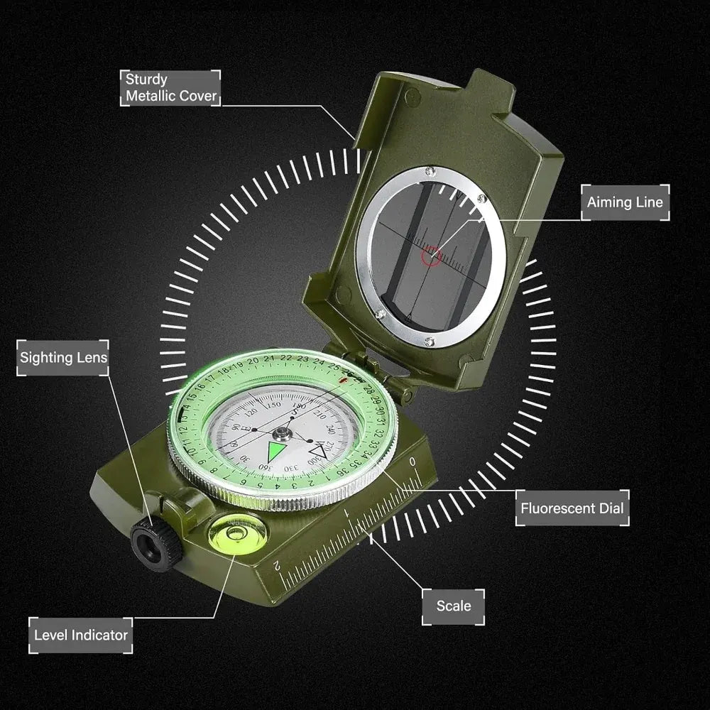 Portable Lensatic Compass for Outdoor Hiking Navigation
