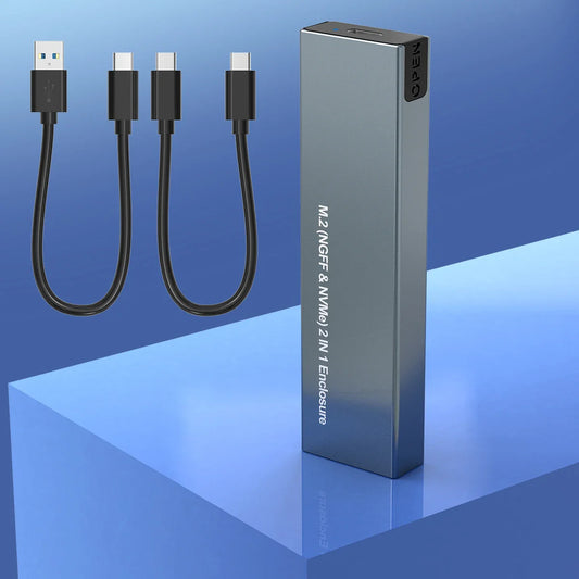 Portable NVMe/SATA SSD Enclosure - USB C External Storage Case