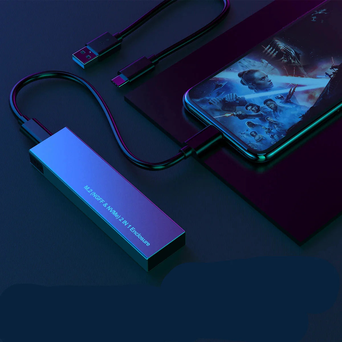 Portable NVMe/SATA SSD Enclosure - USB C External Storage Case