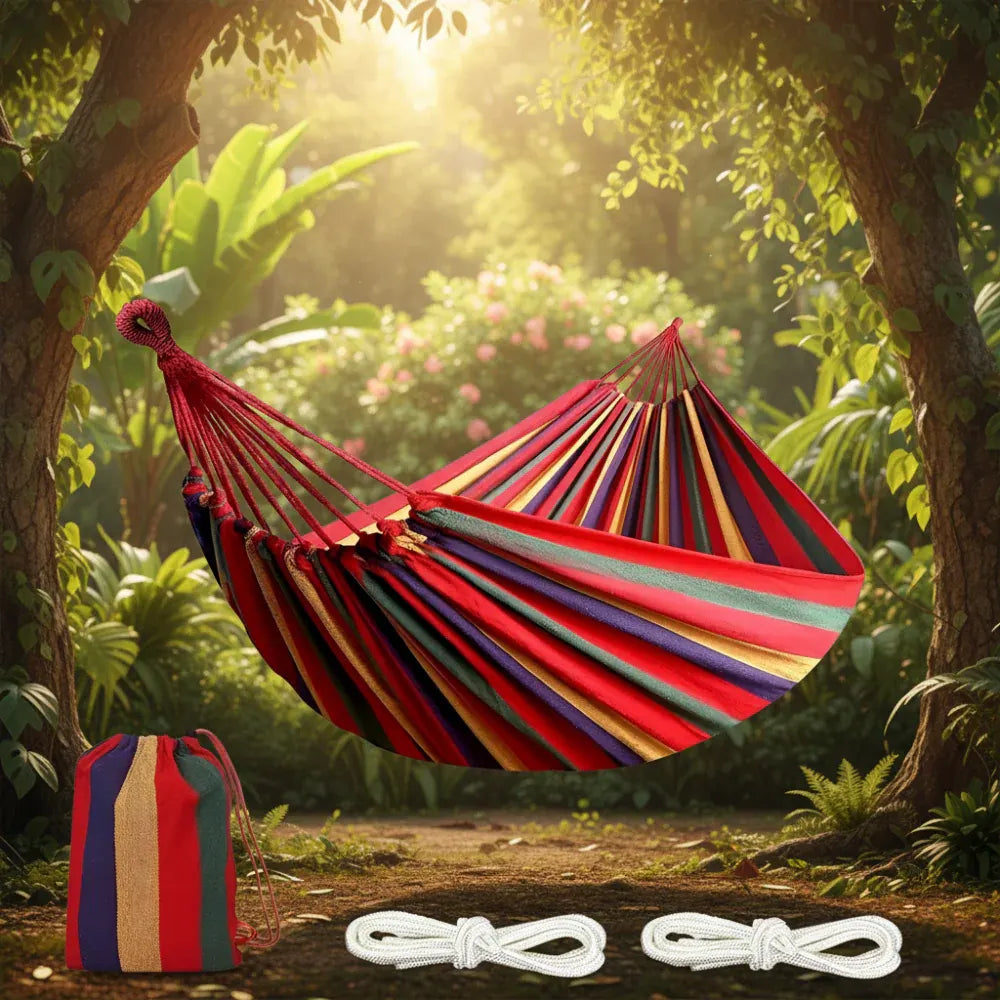Portable Outdoor Camping Hammock with Tree Straps