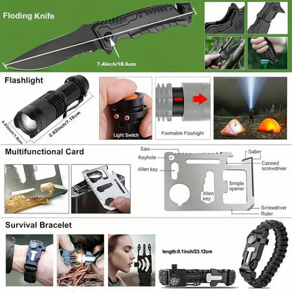 Portable Outdoor First Aid Kit with Survival Gear and Compact Backpack