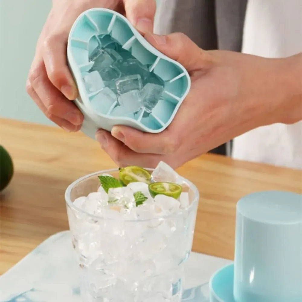 Portable Silicone Ice Cube Tray Maker with Cup Pack, Easy-Use Cooling Design