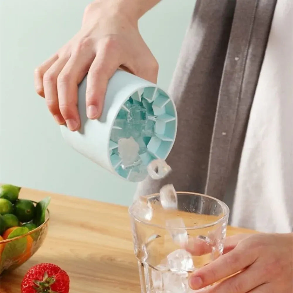 Portable Silicone Ice Cube Tray Maker with Cup Pack, Easy-Use Cooling Design