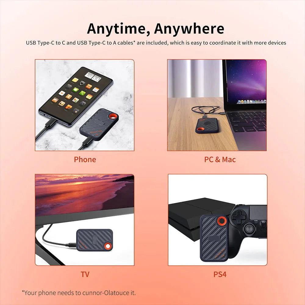 Portable SSD External Hard Drive Compact Storage for Data Backup