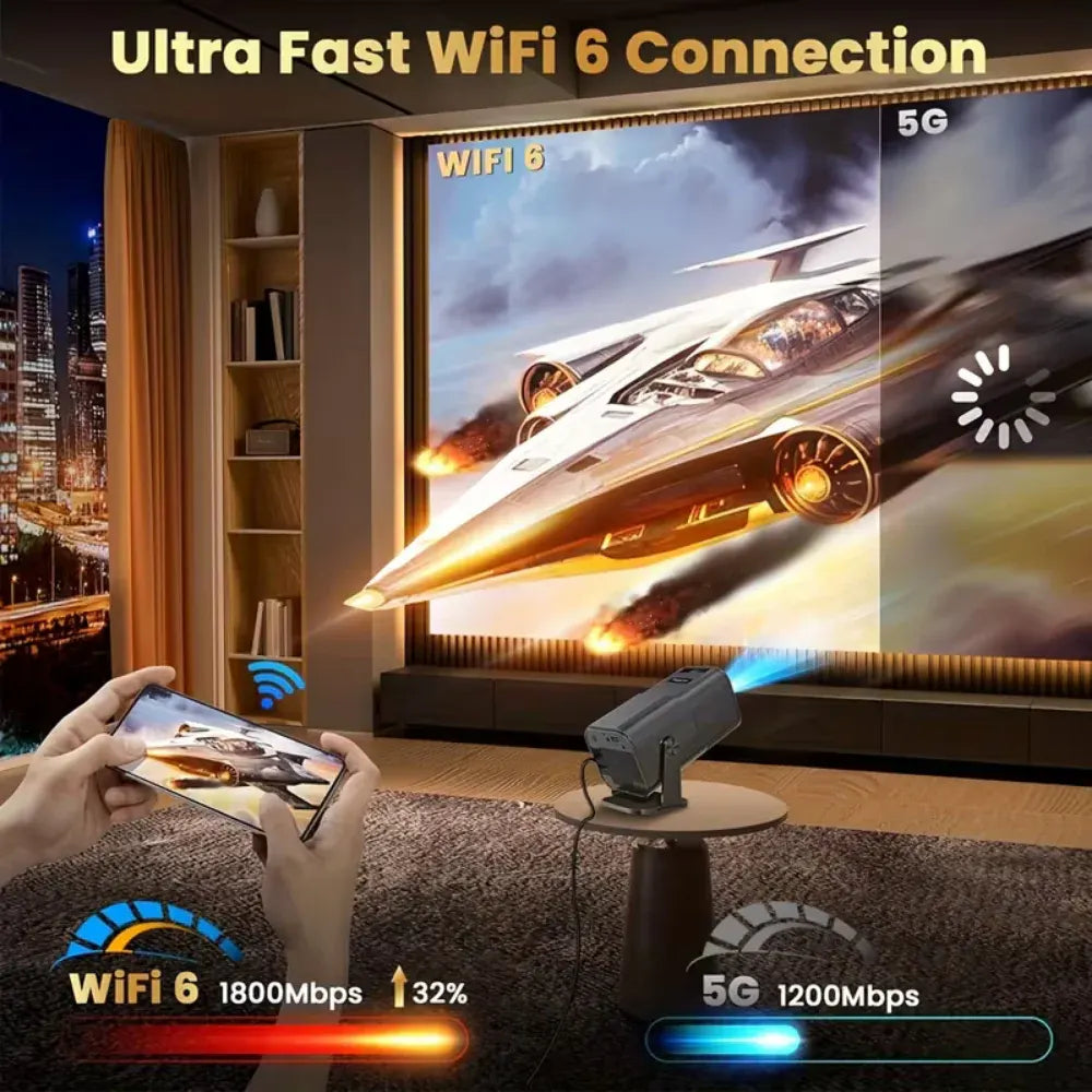 Portable Wireless Mini Projector 1080P Support for Home Theater Streaming