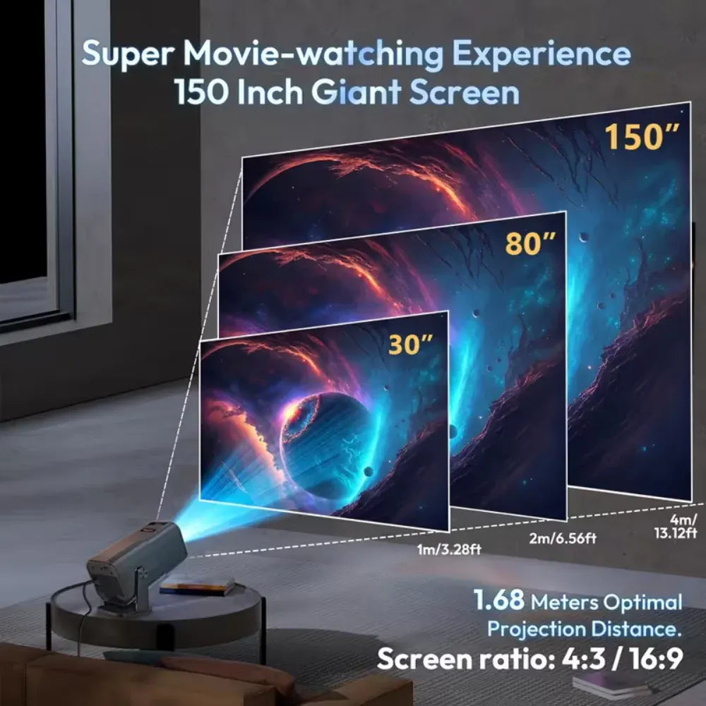 Portable Wireless Mini Projector 1080P Support for Home Theater Streaming