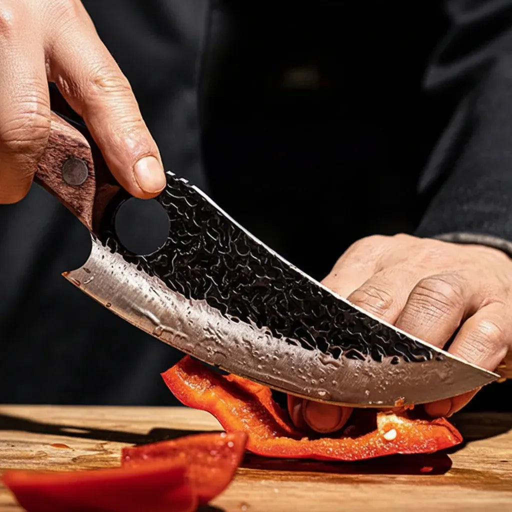 Precision Chef Knife with Wooden Handle for Effortless Cutting