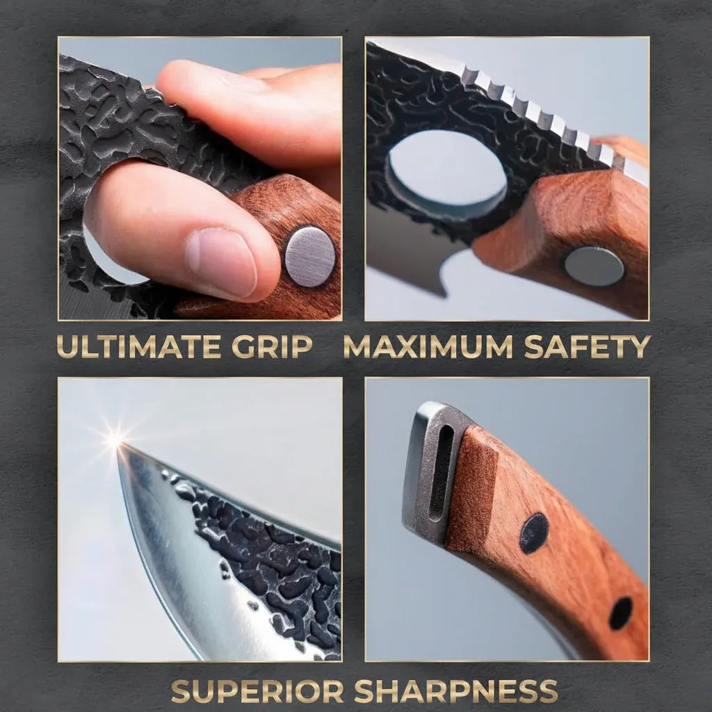 Precision Chef Knife with Wooden Handle for Effortless Cutting
