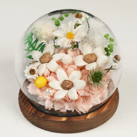 Preserved Rose Flower Dome with LED Light – Mother's Day Table Decor Gift