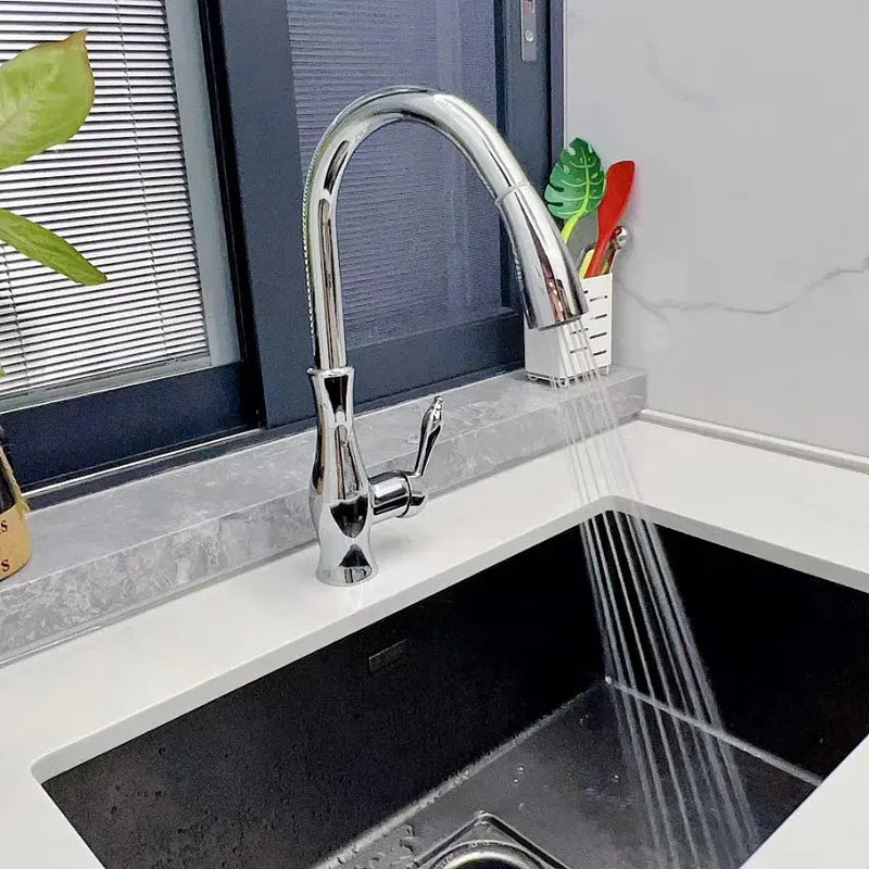 Pull-Out Metal Kitchen Sink Faucet with Modern Design