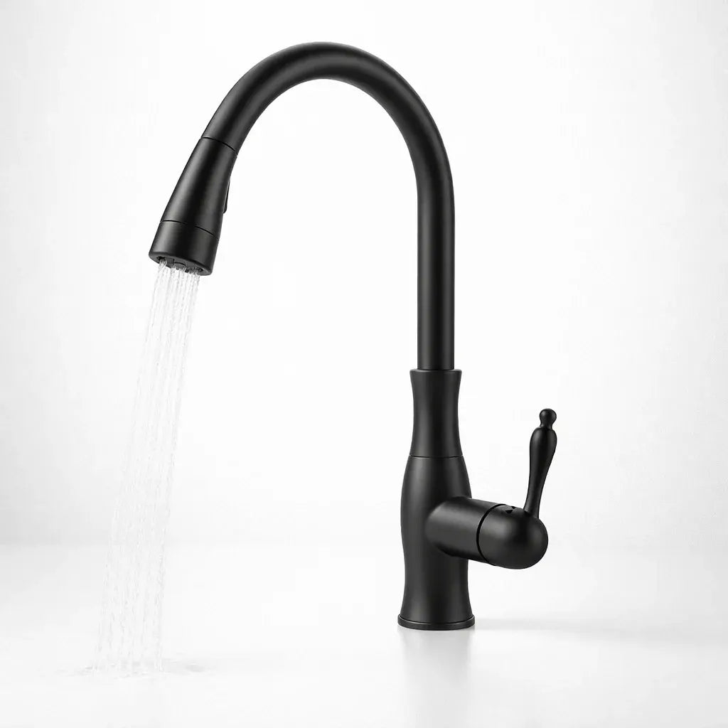 Pull-Out Metal Kitchen Sink Faucet with Modern Design