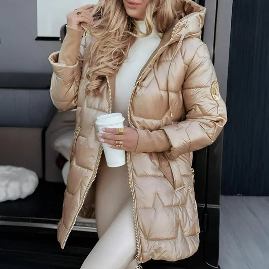 Quilted Hooded Jacket with Padding for Women – Winter Coat