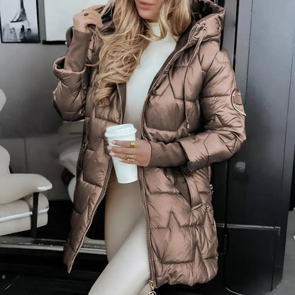 Quilted Hooded Jacket with Padding for Women – Winter Coat