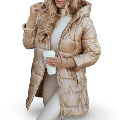 Quilted Hooded Jacket with Padding for Women – Winter Coat
