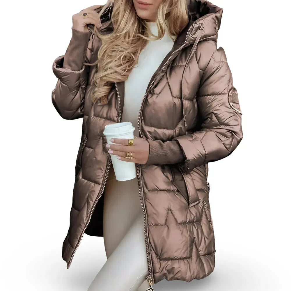 Quilted Hooded Jacket with Padding for Women – Winter Coat