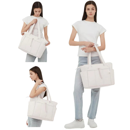 Quilted Puffer Tote Bag with Laptop Sleeve & Travel Organizer for Women