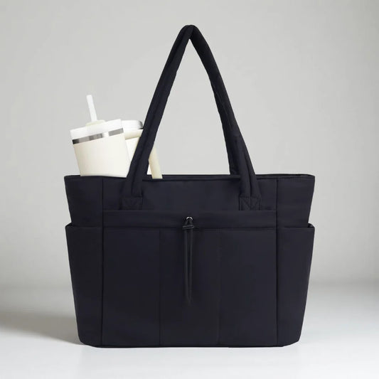 Quilted Puffer Tote Bag with Laptop Sleeve & Travel Organizer for Women