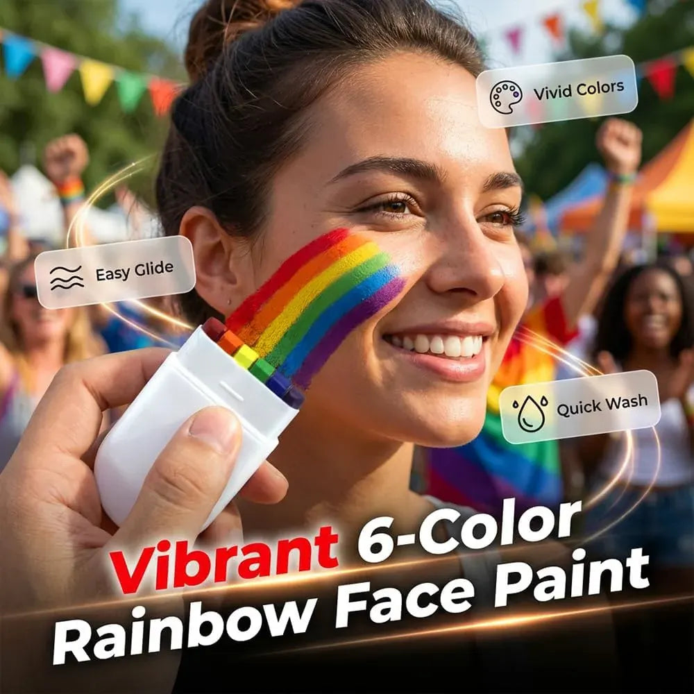Rainbow Face Paint Stick for Sports Events & Festivals