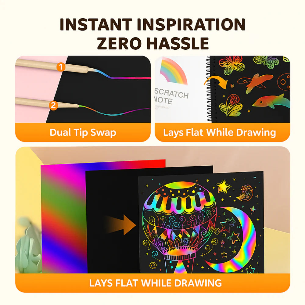 Rainbow Scratch Art Drawing Paper Craft Kit