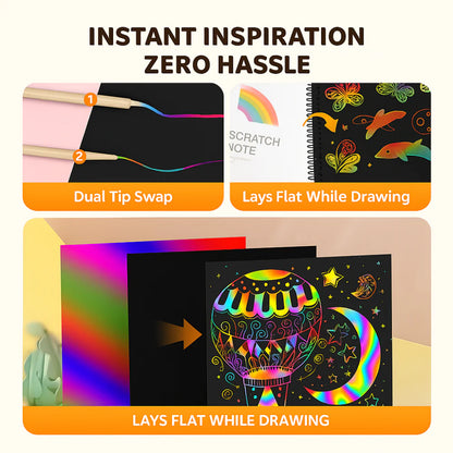 Rainbow Scratch Art Drawing Paper Craft Kit