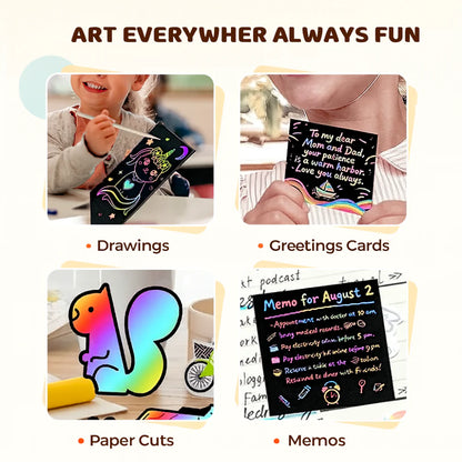 Rainbow Scratch Art Drawing Paper Craft Kit