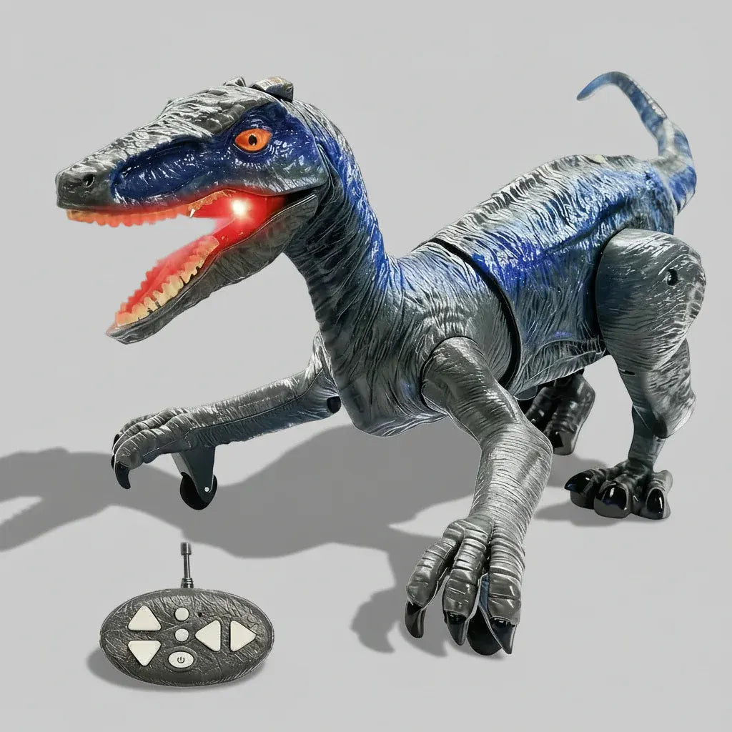 RC Velociraptor Dinosaur Toy with Light-Up Effects, Sound and Mist Spray