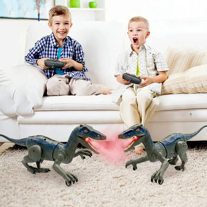 RC Velociraptor Dinosaur Toy with Light-Up Effects, Sound and Mist Spray