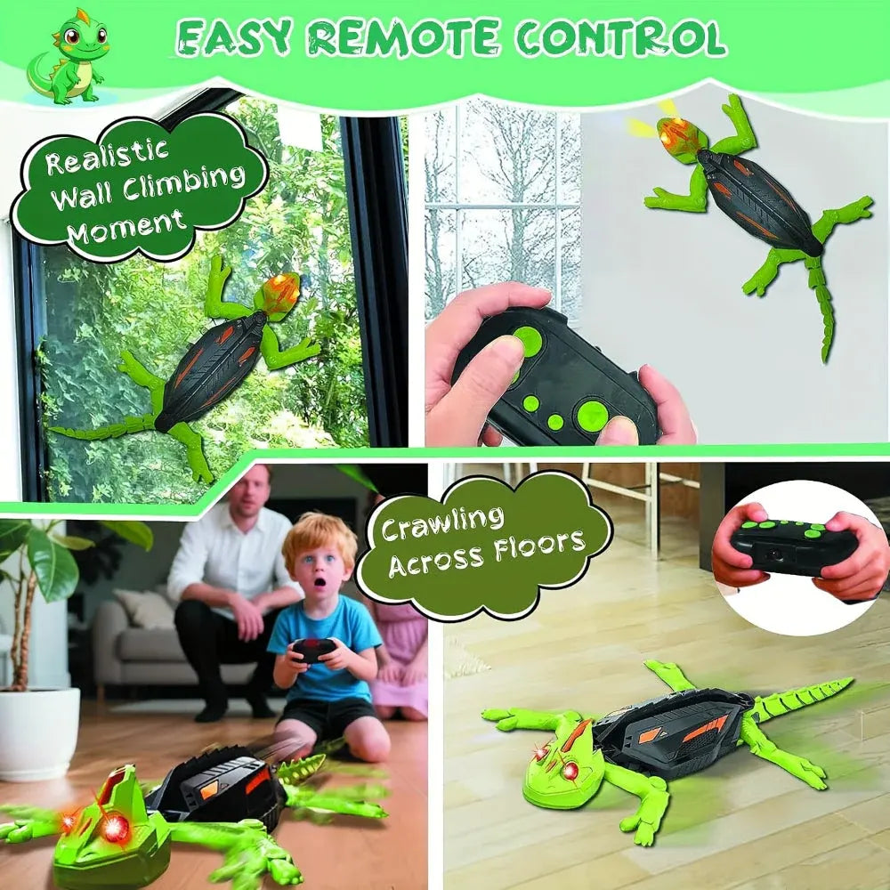 RC Wall-Climbing Lizard Robot with LED Gecko Design for Kids