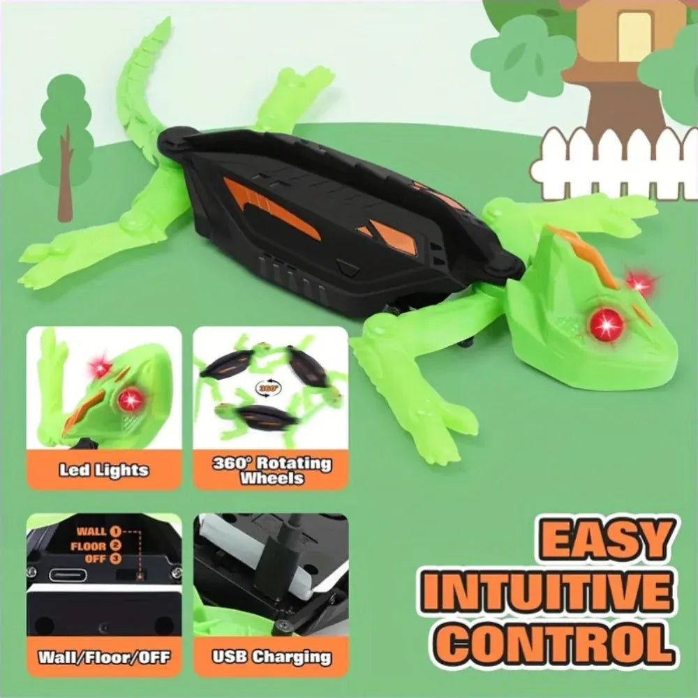 RC Wall-Climbing Lizard Robot with LED Gecko Design for Kids
