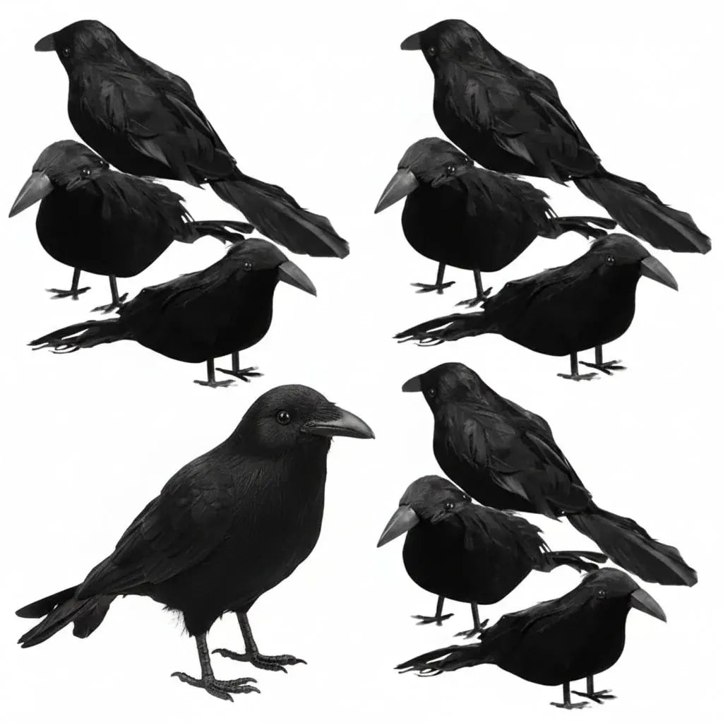 Realistic Artificial Crow Halloween Decor Set