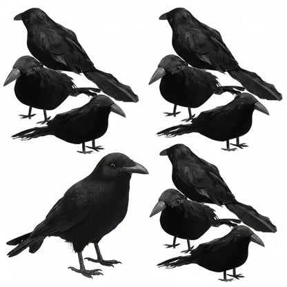 Realistic Artificial Crow Halloween Decor Set