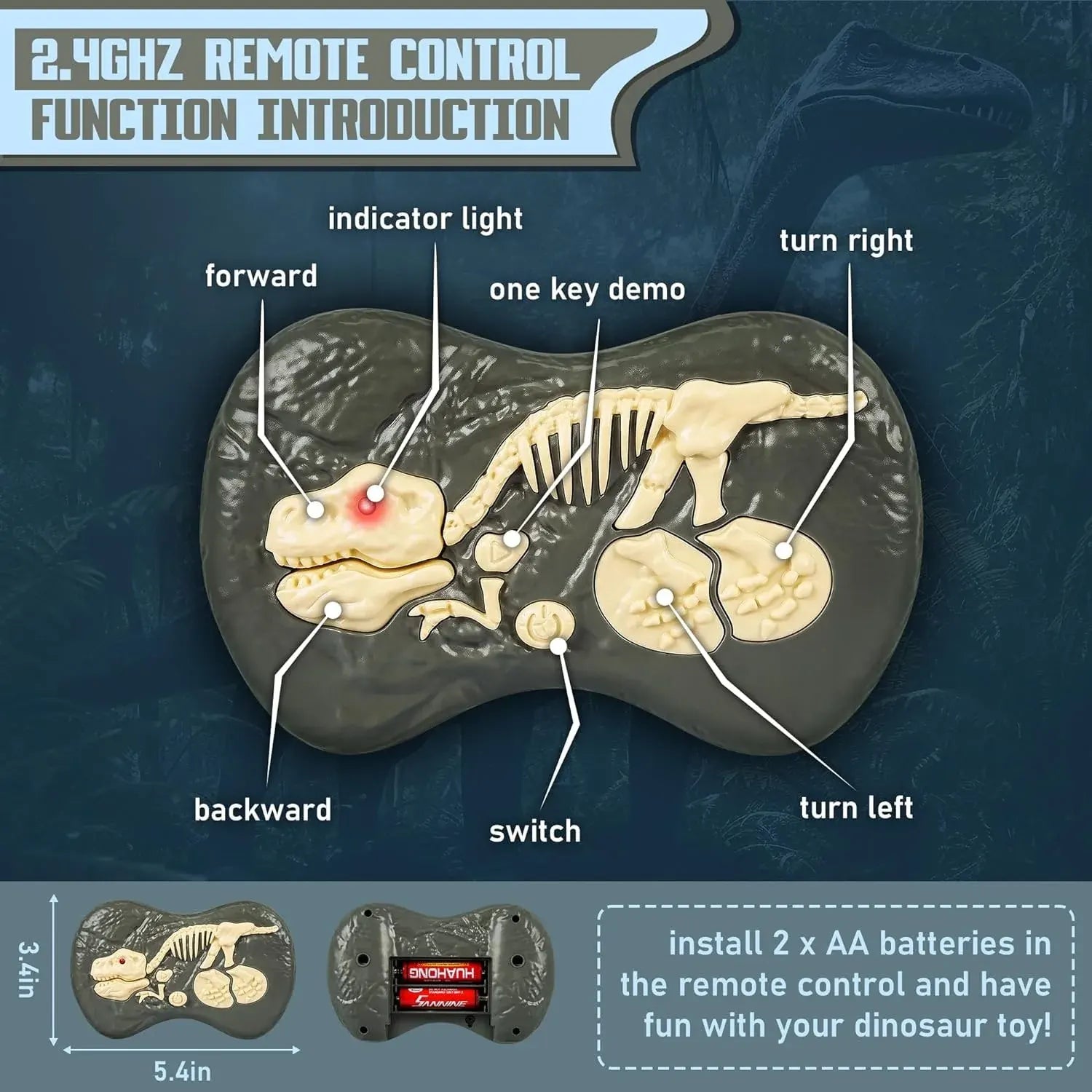 Realistic Roaring Dinosaur Toy with Remote Control