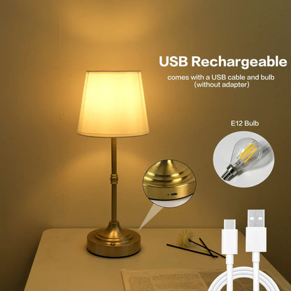 Rechargeable Cordless Table Lamp with Dimmable USB Charging