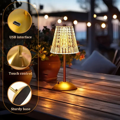 Rechargeable Crystal Touch Lamp with USB Charging