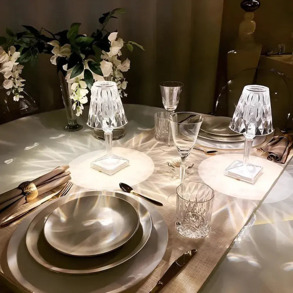 Rechargeable Crystal Touch Table Lamp with Dimmable LED Light