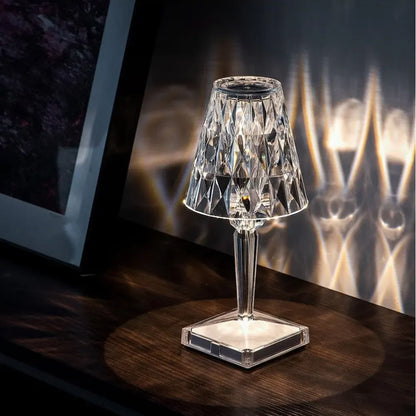 Rechargeable Crystal Touch Table Lamp with Dimmable LED Light