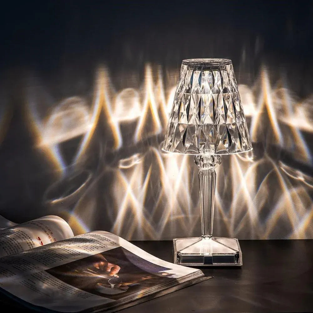 Rechargeable Crystal Touch Table Lamp with Dimmable LED Light