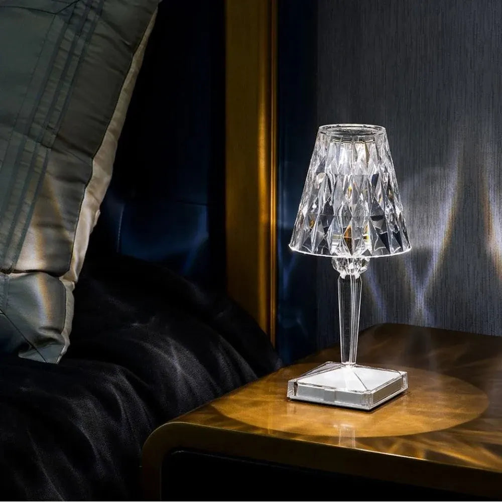 Rechargeable Crystal Touch Table Lamp with Dimmable LED Light