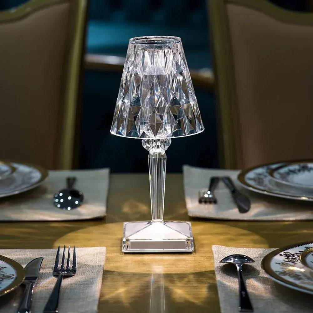 Rechargeable Crystal Touch Table Lamp with Dimmable LED Light