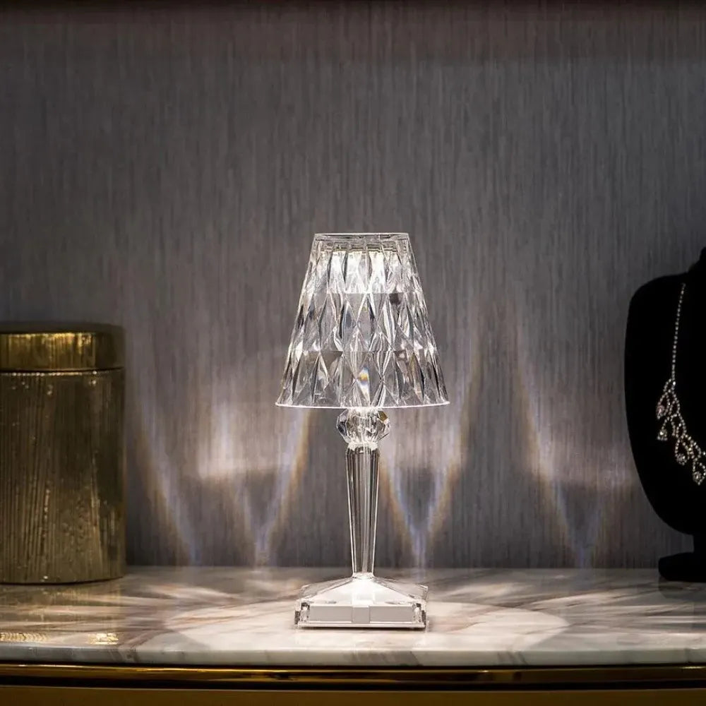 Rechargeable Crystal Touch Table Lamp with Dimmable LED Light