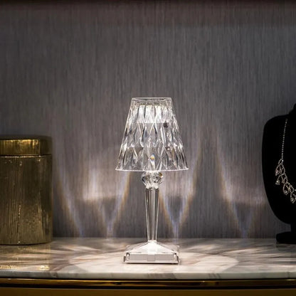Rechargeable Crystal Touch Table Lamp with Dimmable LED Light