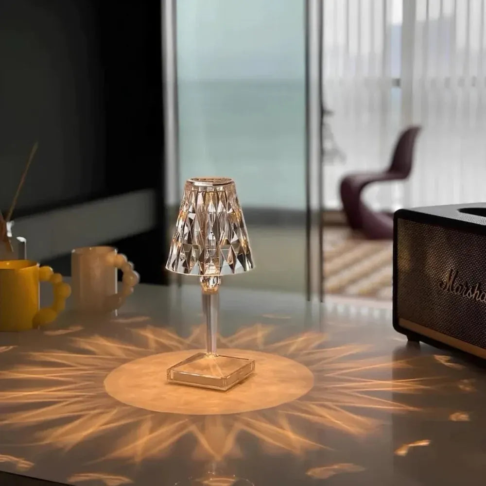 Rechargeable Crystal Touch Table Lamp with Dimmable LED Light
