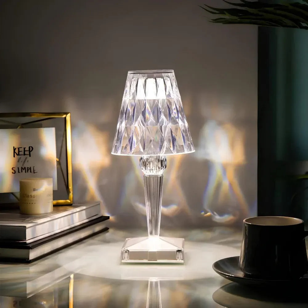 Rechargeable Crystal Touch Table Lamp with Dimmable LED Light