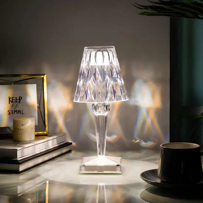 Rechargeable Crystal Touch Table Lamp with Dimmable LED Light