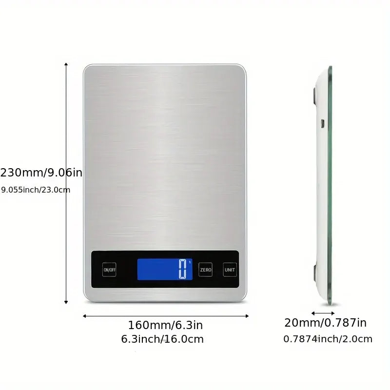 Rechargeable Digital Kitchen Scale 15kg - USB Precision Food Weight Meter