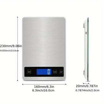 Rechargeable Digital Kitchen Scale 15kg - USB Precision Food Weight Meter