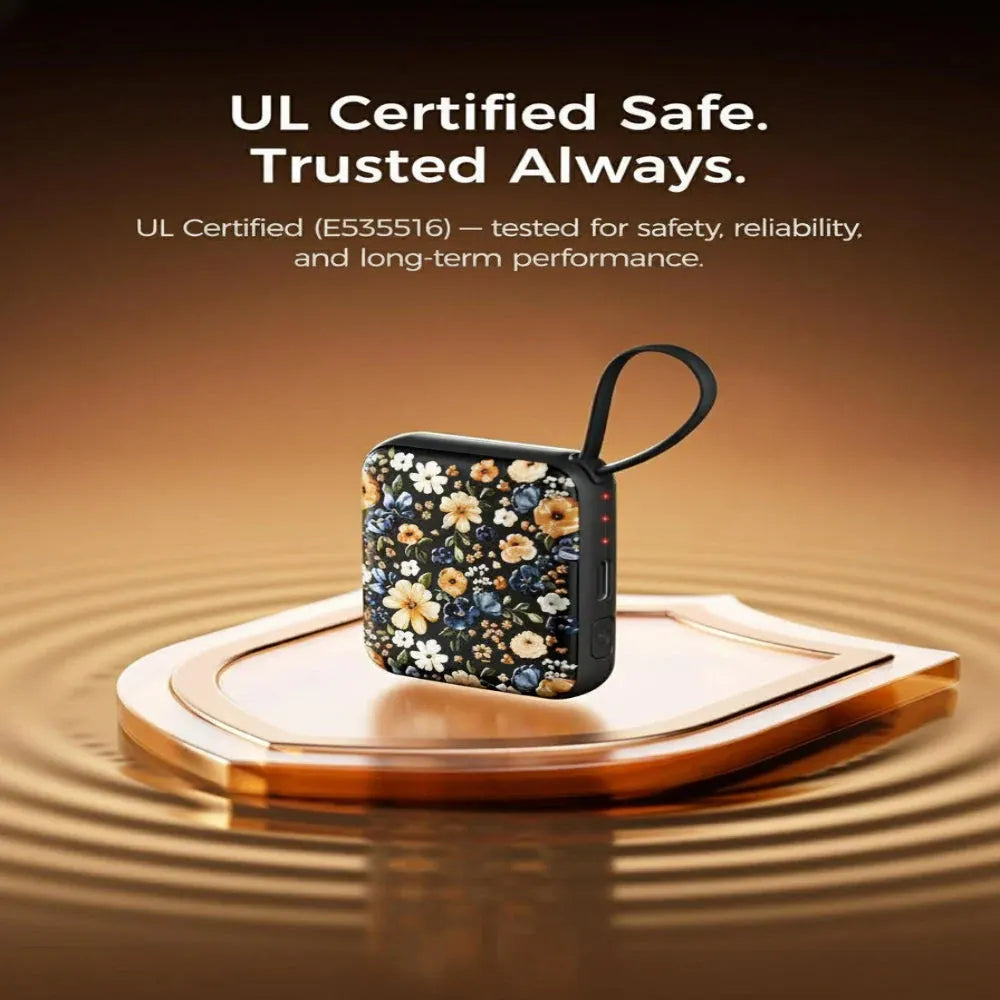 Rechargeable Electric Pocket Hand Warmer with Floral Design