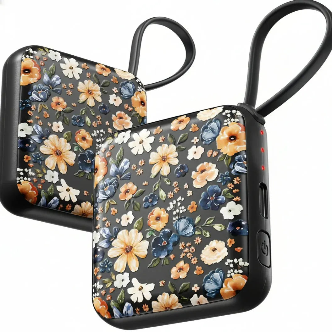 Rechargeable Electric Pocket Hand Warmer with Floral Design