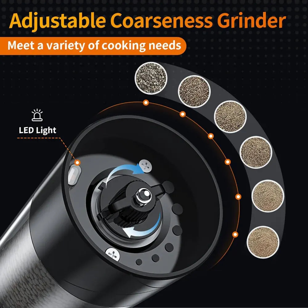 Rechargeable Electric Salt & Pepper Grinder with LED Light