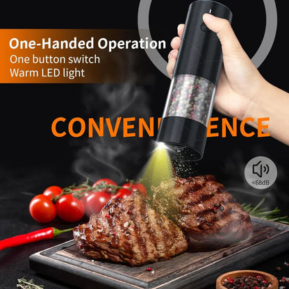 Rechargeable Electric Salt & Pepper Grinder with LED Light